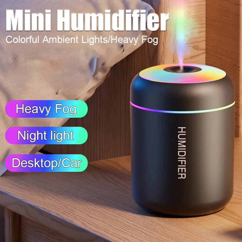 mini Air Humidifier Usb Aroma Diffuser Essential Oil Purifier Cool Mist Sprayer Home Bedroomled Desktop Humidificador